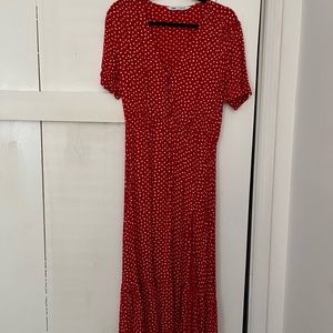 Zara Red Polka Dot Midi Dress. size Medium